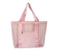 Ecowonder Beach Bag - Multipurpose Mesh Bag Tote for Picnic, Travel, Shopping and Gym - Quick Dry Sand Bag for Swimming for Family Holiday (Pink)
