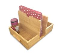 EcoWonder Napkin Holder with Spice Rack for Table, Serviette Holder with Salt & Pepper Shaker Standing, Paper Napkin Dispenser for Kitchen Dinner Restaurant, Napkin Organizer Cutlery Holder Bar Caddy