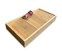 EcoWonder Wooden Drawer Organiser Kitchen Spice Rack Drawer Insert Tiered Shelf Inside Cabinet Organiser Rack Tray Seasoning Jars Organizer, Multifunctional Condiments Herb Storage Holder Pantry