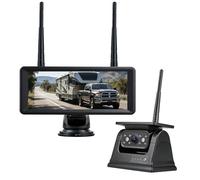 Ecoyoca 1080P Magnetic Solar Wireless Reversing Camera with 7.2" Monitor, 10000mAh Rechargeable Battery Powered Reverse Camera, WiFi Easy to Install Backup Camera for Van, Trailer, Truck