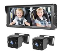 Ecoyoca 2 Kids Baby Car Camera HD 1080P Baby Car Mirror 6.9” Split-Screen Display with Night Vision & Wide View Angle, Easy Installation Baby Monitor for Backseat, Universal Fit All Cars Car Models