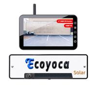 Ecoyoca Solar Wireless Backup Camera Kit with 5'' IPS Monitor 1080P Reversing Camera, 4800mAh Rechargeable Battery, IP68 Waterproof Reverse Parking System for Cars, Vans, Caravan, Pickup, Trailers