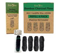 EcoYou Bamboo Dental Floss | 5 Refills, 1 Glass Container | Organic Mint Flavour, Candelilla Wax | Pfas Free | Sustainable & Reusable | Vegan & Cruelty-Free | Eco Friendly Dental Floss