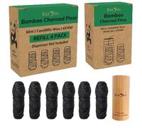 EcoYou Bamboo Dental Floss | 6 Refills, 1 Bamboo Container | Organic Mint Flavour, Candelilla Wax | Pfas Free | Sustainable & Reusable | Vegan & Cruelty-Free | Eco Friendly Dental Floss
