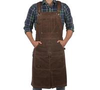 Shop Apron - 16 oz Long Waxed Canvas Work Apron with Pockets | Waterproof, Fully Adjustable to Comfortably Fit Men and Women Size S to XXL | Tough Tool Apron to Give Protection and Last a Lifetime