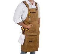 ecoZen Lifestyle Woodworking Shop Apron for Men - Carpenter Apron for Work Shop, Perfect Woodworking Gift, Heavy Duty Waxed Canvas Workshop Tool Aprons, Fully Adjustable to S-XXXL