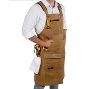 ecoZen Lifestyle Woodworking Shop Apron for Men - Carpenter Apron for Work Shop, Perfect Woodworking Gift, Heavy Duty Waxed Canvas Workshop Tool Aprons, Fully Adjustable to S-XXXL