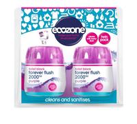 EcoZone Forever Flush 2000 Purple Toilet Blocks, Eco Friendly Alternative to Loo Rim Hangers, Cistern Capsules Clean & Descale WCs, Natural Vegan & Non Toxic Cleaner, Recyclable Plastic (Set of 2)