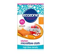 Ecozone Microfibre Kitchen Cleaning Cloth, Removes 99.9% of Bacteria, Cooking Residue & Dust, High Fibre Density Re-Usable Surface Wipe, Vegan Friendly & Machine Washable - Orange (32 x 32cm)