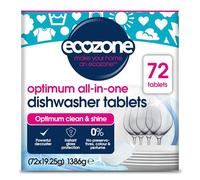 Ecozone Optimum All In One Dishwasher Tablets Bulk Buy x 72, Dishwashing Tablets with Salt, Rinse Aid & Extra Dry Effect, Powerful Degreaser & Dish Washer Tabs, Eco Conscious & Gentle on Appliances