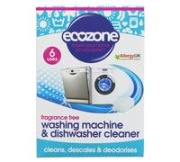 EcoZone Washing Machine & Dishwasher Cleaner Tablets, 2-in-1 Treatment Kit Cleans, De-Scales & De-odorises, Fragrance Free, Plastic Free, Natural Vegan Friendly Plant-Based Cleaning (Pack of 6)
