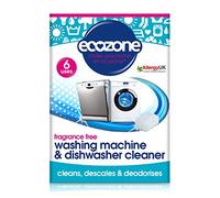 EcoZone Washing Machine & Dishwasher Cleaner Tablets, 2-in-1 Treatment Kit Cleans, De-Scales & De-odorises, Fragrance Free, Plastic Free, Natural Vegan Friendly Plant-Based Cleaning (Pack of 6)