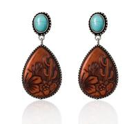 ecozran Chic Western Cowgirl Dangle Concho Earrings Boho Vintage Country Concert Sterling Silver Turquoise Elegant Hanging Bohemian Jewelry for Women, S, Zinc, Turquoise