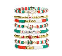 ecozran Friendship Bracelets - Beaded Bracelets Set for Teen Women, Stretchable Preppy Bracelets, Stackable & Colorful Bracelets - Ideal Gifts, 4th of July, Halloween, Christmas, S, Vinyl Zinc, no