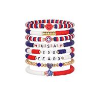ecozran Friendship Bracelets - Beaded Bracelets Set for Teen Women, Stretchable Preppy Bracelets, Stackable & Colorful Bracelets - Ideal Gifts, 4th of July, Halloween, Christmas, One Size, Polymer