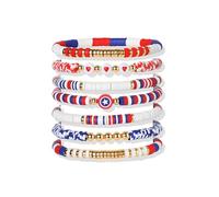 ecozran Friendship Bracelets - Beaded Bracelets Set for Teen Women, Stretchable Preppy Bracelets, Stackable & Colorful Bracelets - Ideal Gifts, 4th of July, Halloween, Christmas, One Size, Polymer