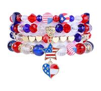 ecozran Friendship Bracelets - Beaded Bracelets Set for Teen Women, Stretchable Preppy Bracelets, Stackable & Colorful Bracelets - Ideal Gifts, 4th of July, Halloween, Christmas, S, Vinyl, no gemstone