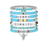 ecozran Friendship Bracelets - Beaded Bracelets Set for Teen Women, Stretchable Preppy Bracelets, Stackable & Colorful Bracelets - Ideal Gifts, 4th of July, Halloween, Christmas, S, Plastic, no