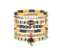 ecozran Sporty Chic Bracelets for Women Vibrant Blue White Red Gold Stretch Heishi Clay Beaded Bracelets Stylish Stackable Bangles for Game Days Casual Special Occasions Football Mom Jewelry Gift, One