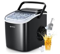 ecozy Ice Maker Machine Countertop, 9 Ice Cubes in 6 Mins, 12KG in 24Hrs, 2 Sizes of Ice, Self-Cleaning with Ice Bags, Scoop, and Basket for Kitchen, Office, Bar, Party