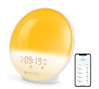ecozy Sunrise Alarm Clock, White Noise Machine, Sunrise/Sunset Simulation, App&Voice of Alexa Control, 4 Alarms&Snooze, 17 Color Lights 22 Sleep Sounds, Bluetooth Wake Up Light for Heavy Sleeper/Kid