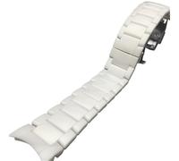ECPGPMDLDT Ceramic Stainless Steel Watch Strap 22mm 24mm Men's Women's Universal Replacement Wristband Quick Release Bracelet Suitable for Traditional Watches(White,24mm)
