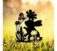 Ecqizer Bunny Garden Statues Metal Rabbit Yard Art Outdoor Clearance Black Rabbit Decor Silhouett Animals Stake Garden Decorations Outdoor Garden Statue for Lawn and Yard Decor Ornaments