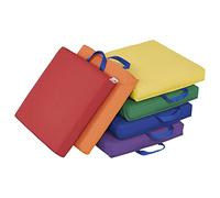 ECR4Kids SoftZone Floor Cushions with Handles, 2" Deluxe Foam, Square, Assorted, (6-Pack)