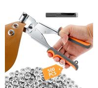 Ecraft Eyelet Plier Grommet Tool Kit: 3/8 Inch (10mm) Grommet with 500pcs Silver Grommets Press Handheld Puncher Plier Kits Eyelet Hole Punch Pliers Set Banner Maker Machine for Fabric Paper