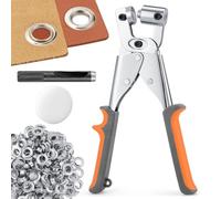 Ecraft Eyelet Plier Grommet Tool Kit: 3/8 Inch (10mm) Grommet with 500pcs Silver Grommets Press Handheld Puncher Plier Kits Eyelet Hole Punch Pliers Set Banner Maker Machine for Fabric Paper