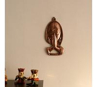eCraftIndia Brown Metal Handcrafted Welcome Namaste Lady Door Wall Hanging Sculpture Ethnic Art Home Decorative Showpiece