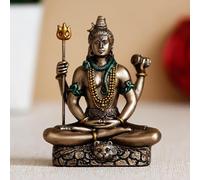 eCraftIndia Brown Resin Meditating Lord Shiva Statue | Lord Shiva Idol for Home Decor Pooja Room Office Car Dashboard | Shiv Murti | Shiv Idol Gift for Diwali Housewarming Maha Shivratri Birthday