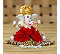 eCraftIndia Lord Ganesha Idol On Decorative Handcrafted Plate for Home and Car