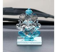 eCraftIndia SkyBlue and Transparent Double Sided Crystal Car Ganesha Showpiece