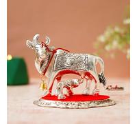 eCraftIndia White Metal Cow and Calf