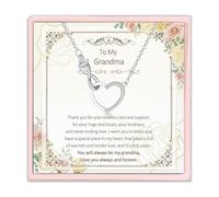 Ecripe Sterling Silver 925 Necklaces for Women, Heart Pendants Ladies Necklaces with Cubic Zirconia, Adjustable Jewellery Birthday Gift for Grandma (Grandma)