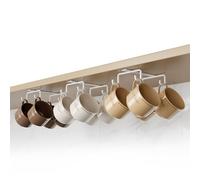 ECROCY Mug Holder Under Cabinet Space-Saving, Set of 3 Mug Hooks Fits Big Mugs, Sturdy Coffee Cup Hooks with Wide Hook Spacing(White)