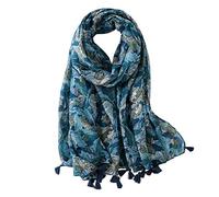 Ecroon Ladies/Women's Lightweight Floral Print/Solid Color mixture Shawl Scarf For Spring Summer season (One size, H)