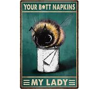 Ecrtorin Funny Bee Bathroom Wall Art Decor Metal Tin Sign Retro Medieval Themed Home Room Rustic Toilets Vintage Posters Bee Enthusiast Novelty Gifts My Lady Weird Decor 8x12 in