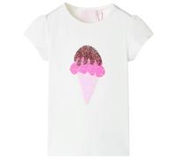(ecru, 104) Kids' T-shirt Short Sleeves Children's T Shirt Tee Top Sequin Ice Cream Neon
