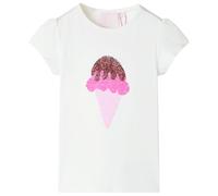 (ecru, 140) Kids' T-shirt Short Sleeves Children's T Shirt Tee Top Sequin Ice Cream Neon