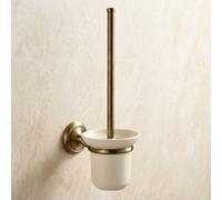 Ecru Bisk Retro Bathroom Antique Brass Wall Mounted Ceramics Cup + Toilet Cleaning Brush