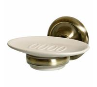 Ecru Bisk Retro Bathroom Antique Brass Wall Mounted Grip + Ceramics Soap Dish Plate