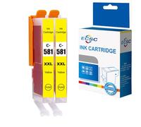ECSC Compatible Ink Cartridge CLI-581XXLY For Printer, Compatible With Canon Pixma TR7550 TR7650 TR8550 TS6150 TS6151 TS6250 TS6251 TS6350 TS6350a TS6351 TS6351A TS705 TS705a TS8150 (Yellow, 2-Pack)