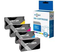 ECSC Compatible Ink Cartridge Replacement for HP 712 HP DesignJet T650 T630 T250 T230 T210 3ED71A 3ED67A 3ED68A 3ED69A High Yield Black Cyan Magenta Yellow (4-Pack)