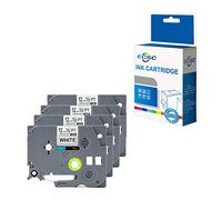 ECSC Compatible Label Cassette Replace For Brother GL-100 200 200VP H100 H105 H105VP PT-1000 1000P 1005BTS 1005F 1005FB 1010 1080 1090 1230PC 1260VP 1280 TZ231 1/2" (12mm) (Black on White, 4-Pack)