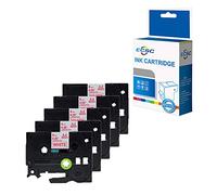 ECSC Compatible Label Cassette Replace For Brother PT-1000 1010 1090 1260VP 1280 1280DT 1290VP 1830VP 2030VP 2420PC 2460 2470 2480 2500PC 2700VP 2730VP 300BT TZ222 3/8" (9mm) (Red on White, 5-Pack)