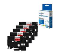 ECSC Compatible Label Cassette Replace For Brother PT-1750 PT-1830VP PT-18R PT-1950 PT-2030VP PT-2100 PT-2430PC PT-9200DX PT-9200PC PT-9400 PT-9500PC PT-9600 TZ441 3/4" (18mm) (Black on Red, 5-Pack)