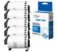 ECSC Compatible Label Roll Replacement for Brother QL-1050, QL-1050N, QL-1060N, QL-1100, QL-1110NWB Label Printers (White, 5-Pack)