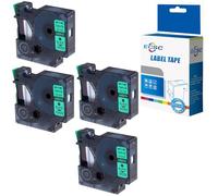 ECSC Compatible Label Tape Replacement for Dymo LabelManager 100 LabelManager 120P LabelManager 150 LabelManager 160 LabelManager 200 LabelManager 210D (12mm) (Black on Green, 4-Pack)